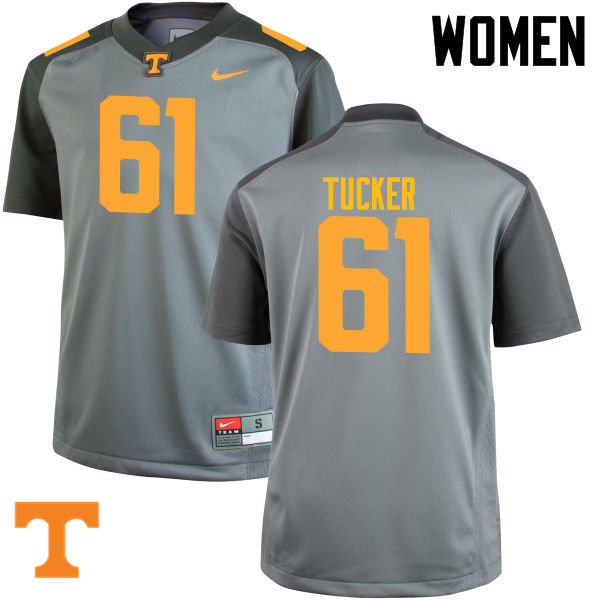 Women #61 Willis Tucker Tennessee Volunteers College Football Jerseys-Gray
